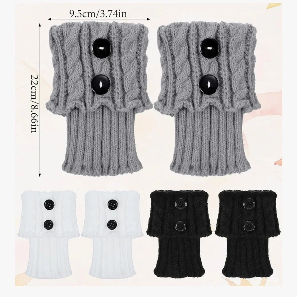 🆕 3 Pairs Boot Cuffs Ankle Warmers, Winter Crochet Knitted Leg Warmers for Boots
